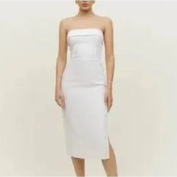 NWT REFORMATION Marcella strapless linen midi dress - Picture 4 of 4